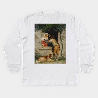 Italian Lovers by William-Adolphe Bouguereau Kids Long Sleeve T-Shirt